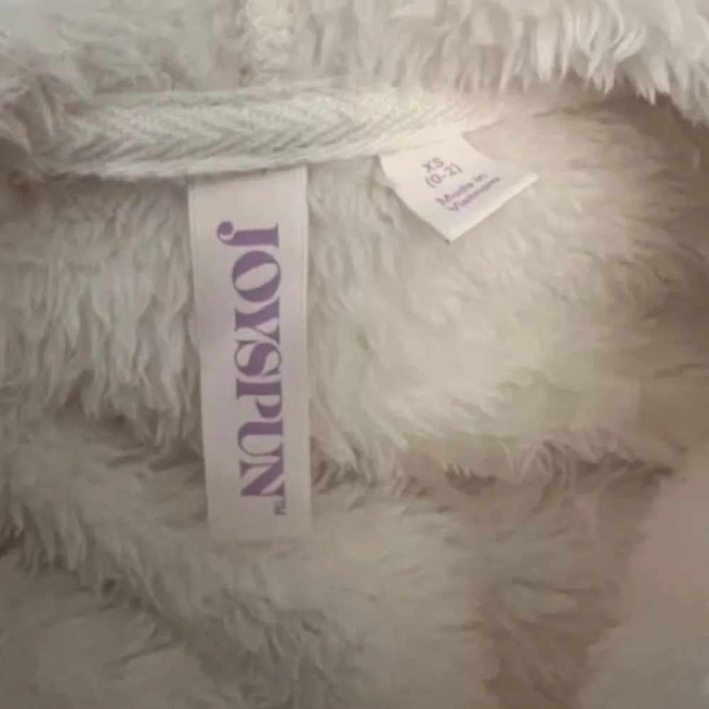 Joyspun White Sherpa Hooded Kangaroo Pocket Pullover Night Gown XS‎ GC